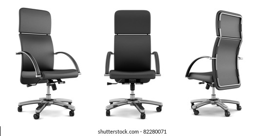 3d Black Office Chair Isolated On White Background