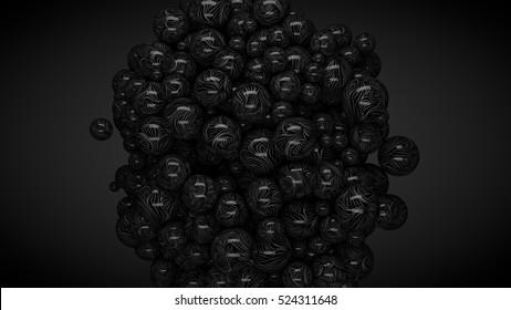 3d black speres background 3d render