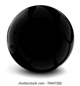 3d Black Sphere, On White Background