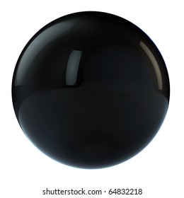 3d Black  Sphere In Studio Environment Isolated On White