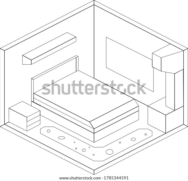 3d Blank Bedroom Drawing Room Stock Illustration 1785344591 | Shutterstock