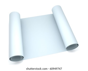 3D Blank Blueprint Roll Of Paper