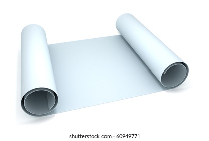 3D Blank Blueprint Roll Of Paper