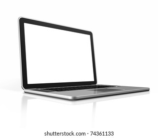 3D Blank Laptop Computer Isolated On White With Clipping Path