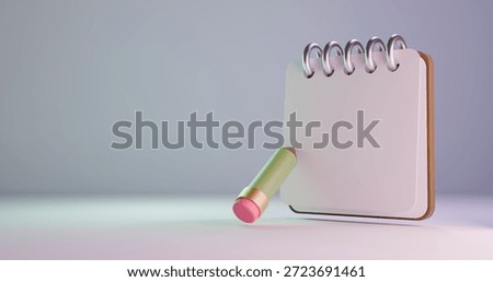 3d blank note pad and pencil background
