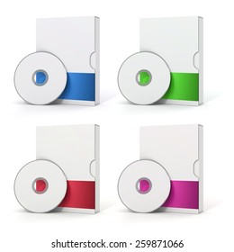 3d Blank Software Package And Dvd On White Background