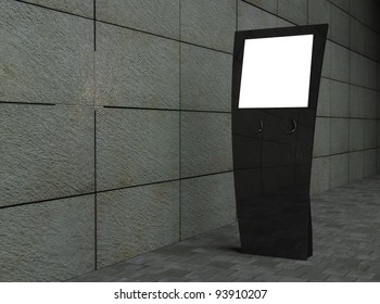 3d blank street touch screen stand at night