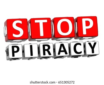 3D Block Red Text STOP PRACY over white background. 
