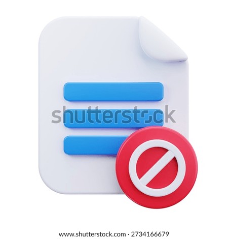 3D Blocked File Document Restriction Icon