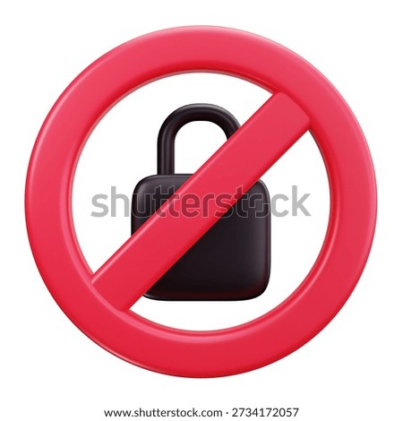 3D Blocked Lock Security Access Forbidden Icon