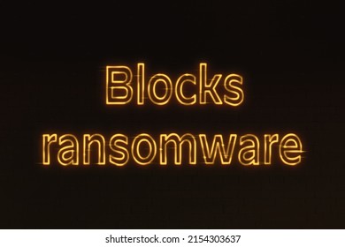 3D Blocks Ransomware Text Neon Sign