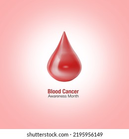 3d Blood Drop Represent Blood Cancer Awareness Month. 3d Illustration.