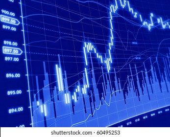 3d blue background with stock diagram