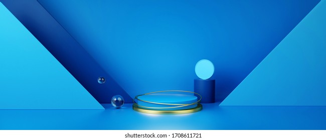 3d Blue Background With Two Ball