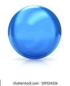 3d of blue  ball isolated on a white background