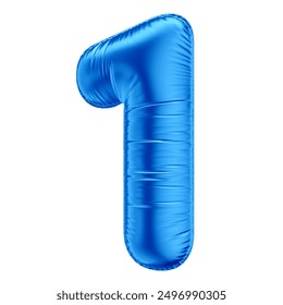 3D Blue Balloon Number 1 for Father's Day, November Awareness, Baby Boy Gender Reveal, Birthday with Isolated White Background - Powered by Shutterstock