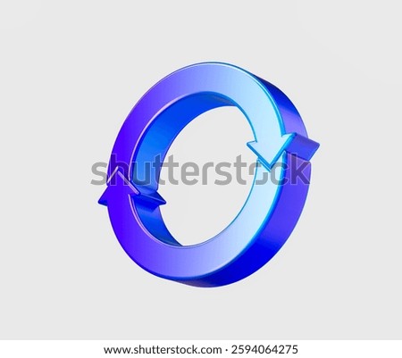 3d Blue Circular Arrow Loop Symbolizes Recycling And Continuous Rotation. 3D Illustration