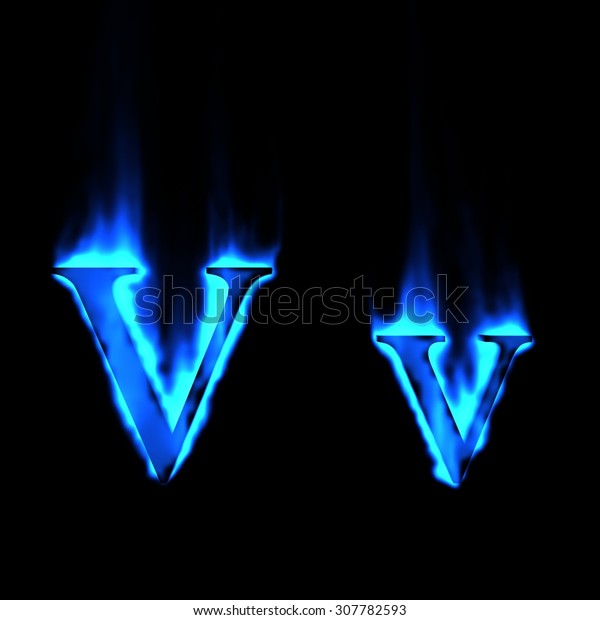 3d Blue Fire Alphabet Uppercase Lowercase Stock Illustration