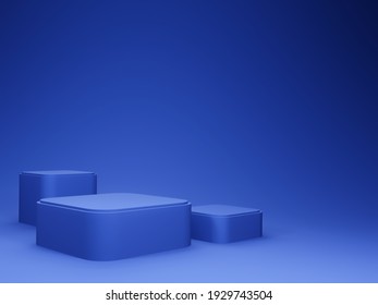 3D Blue Geometric Stage Podium