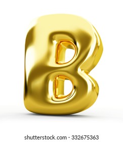 3d Blue Metal Letter B Isolated White Background