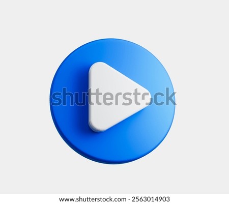 3D Blue play button icon with a sleek design, ideal for apps and streaming platforms. 3d illustration 