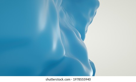 3D Blue Rendering With Liquid Foundation Splash Water On White Background. Paint Splash Texture Wallpaper, Headers, Website, Presentation. Blue Drop Liquid  Minimal Abstract 3D Render Mockup