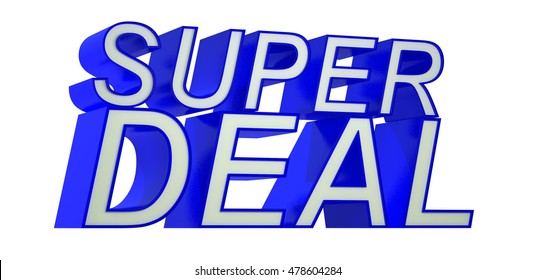 3D blue super deal word on white isolated background - Shutterstock ID 478604284