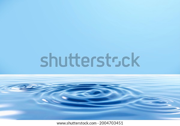 3d blue water ripples background.\
Illustration of multiple ripples on wavy ocean\
water