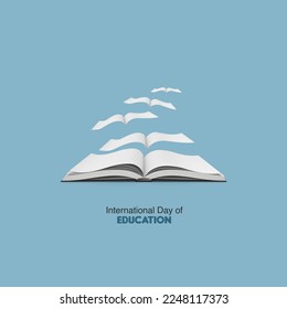 3d book page looks a like flying bird, it's represent  International Day of Education. 3d illustration. - Powered by Shutterstock