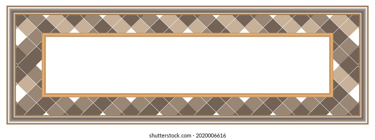 3D border and frame with brown pattern. decorative blank template. for stretch ceiling corridor model