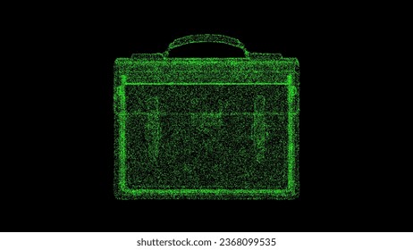 3D Briefcase on black background. Business case. Business advertising backdrop. For title, text, presentation. 3d animation 
