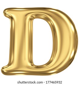 3d Brushed Golden Letter D Isolated Stock Illustration 177465932