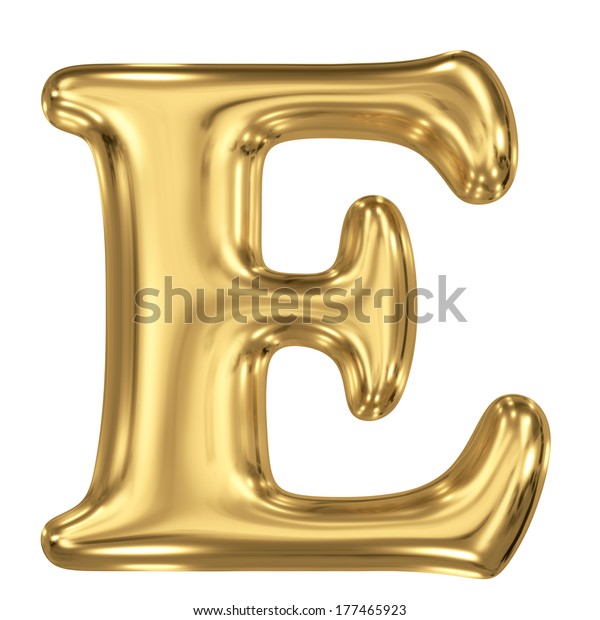 3d Brushed Golden Letter E Isolated Stock Illustration 177465923 
