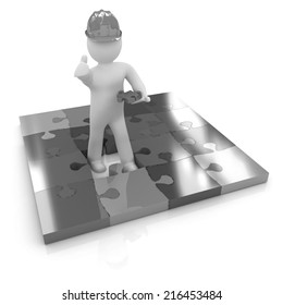 3d builder and puzzles. 3d render. 