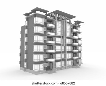 3d Building Isolated On White Rendered Generic