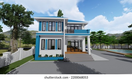 3d Building Rendering Modern House Design Stock Illustration 2200068053 ...