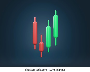 3D Bullish Candlestick Graph Chart Of Stock, Minimal Concept Trading Cryptocurrency, Market Investment Trading, Exchange, Rendering, Candle, Stick, Trade, Simple, Isometric, Financial, Index, Forex.