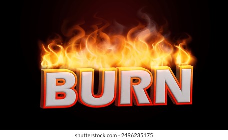 3D burn text with dynamic fire effects and glowing embers on a black background, delivering a dramatic and intense visual impact