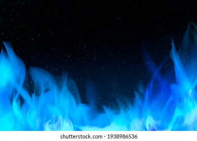 3D Burning Blue Fire Flame Border