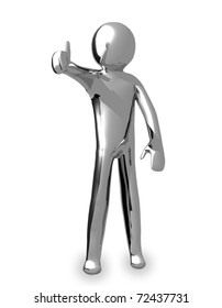 3D Business Chrome Man With Thumb Up