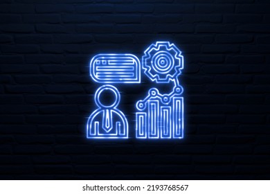 3D Business Operations Icon Neon Sign