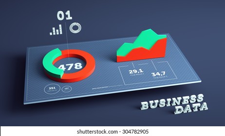 3D Business Statistics And Data Visualization Background