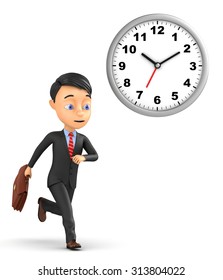 3d Man Businessman Running Out Time Stock Illustration 62351497