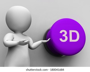 3d Button Meaning Three Dimensional Object Or Image