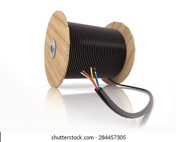3D cable drum, on white background