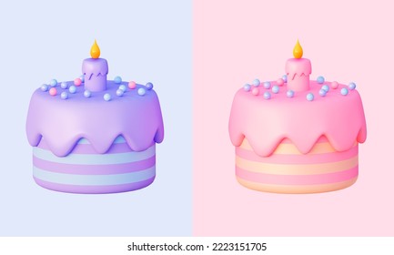 3d cake purple and pink. An element for a greeting card. 3d rendering illustration - Powered by Shutterstock