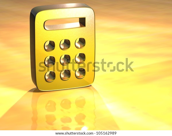 3D Calculator\
Gold Sign over yellow\
background