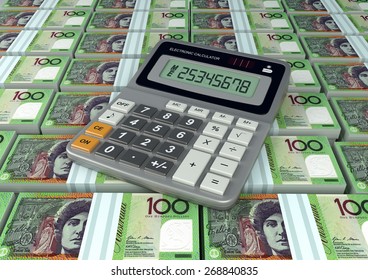 3D Calculator On Australia Currency Banknote