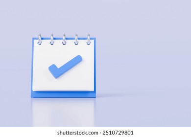 3d Calendar with checkmark or checklist icon. Minimal cartoon blue calendar with tick mark icon creative design icon. time management, appointment, reminder, schedule time concept. 3d rendering. - Powered by Shutterstock