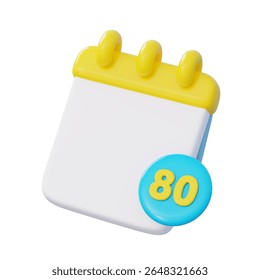 3d calendar icon with page 80
